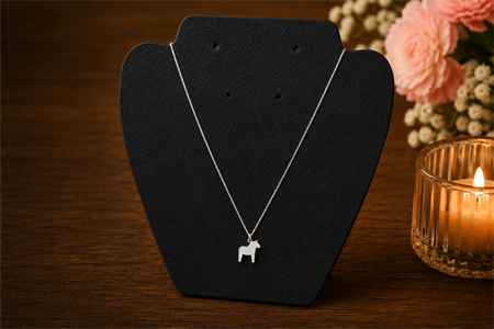 Halsband Dalahäst Sandblästrad silverfärgad